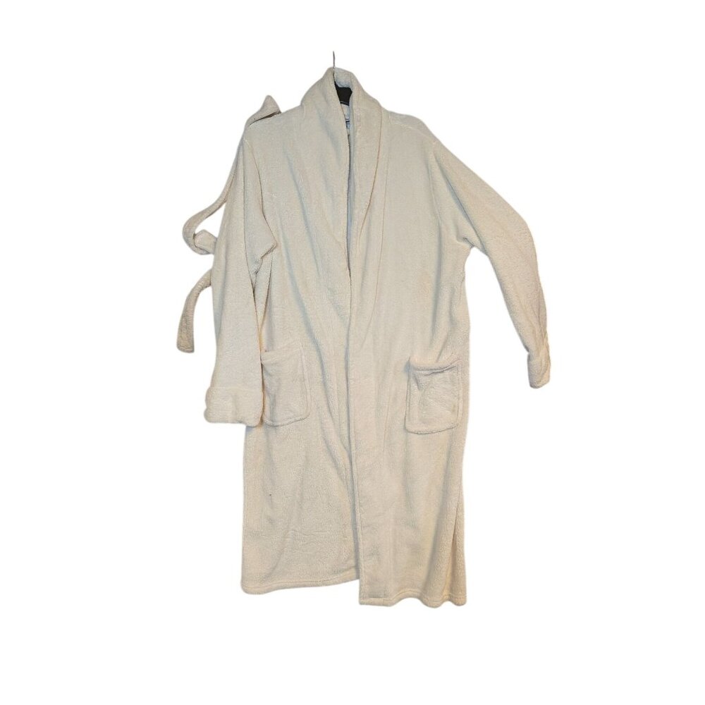 Elizabeth Arden Spa Essentials White Fleece Bathrobe With Pockets S/M